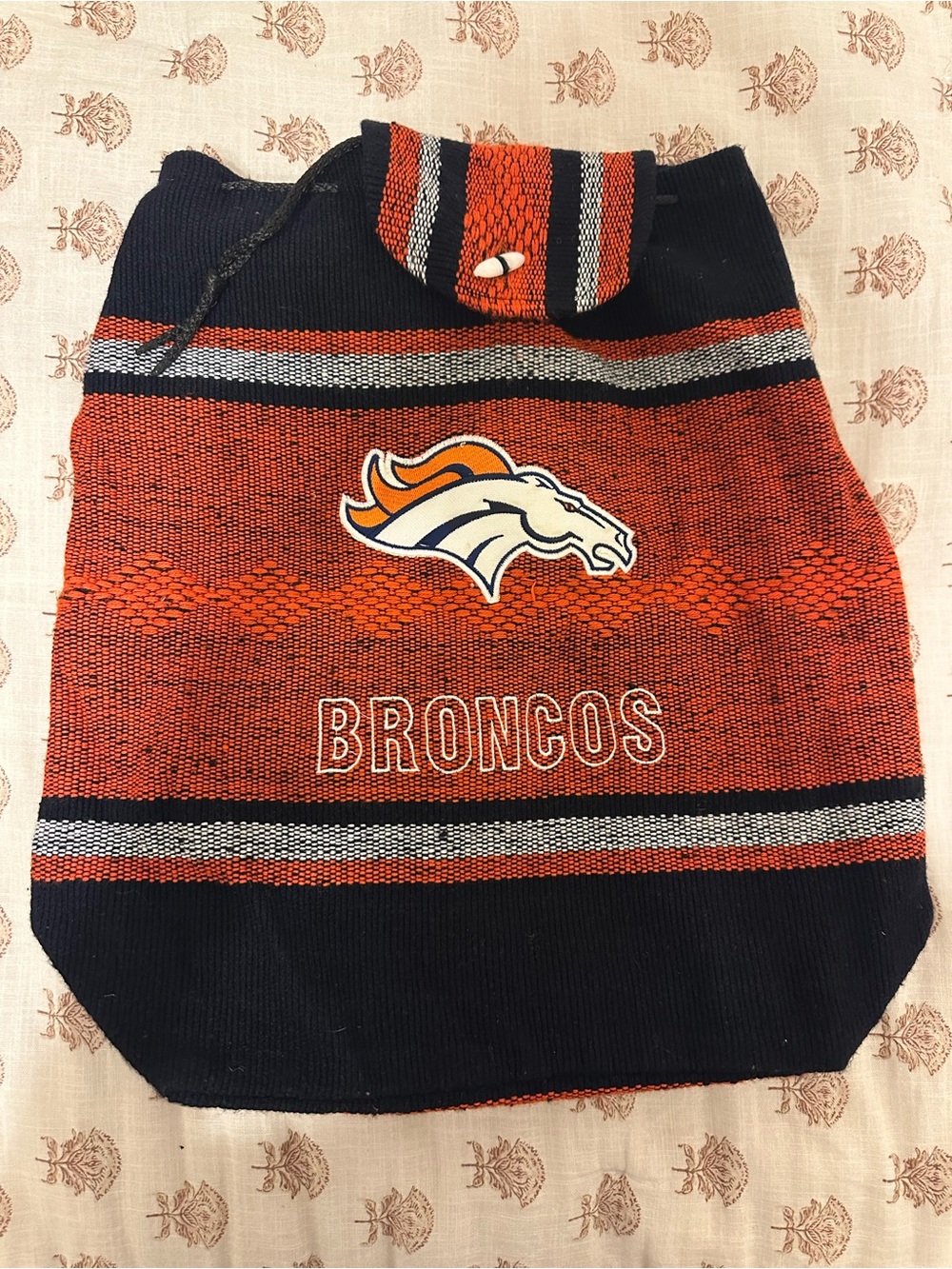 NFL Denver Broncos Orange and Navy Woven Backpack